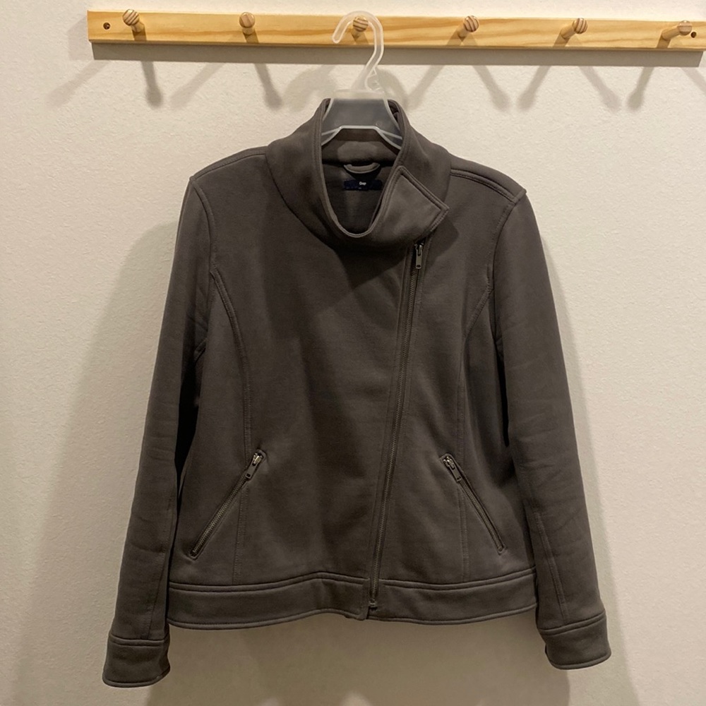 Grey Cotton Moto Jacket